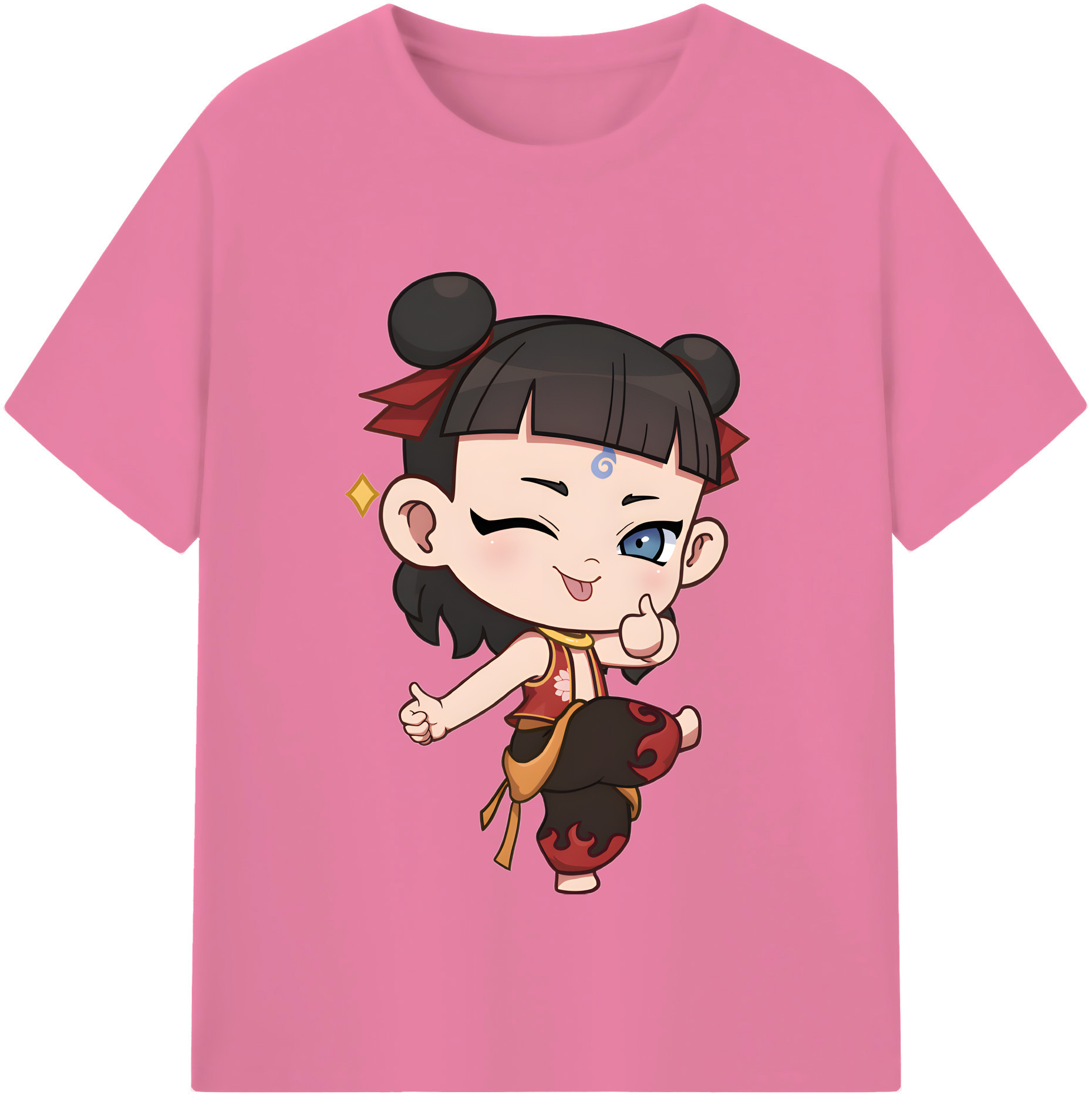 （画像用） Ne Zha 2 ナタ 魔童の大暴れ 綿100％半袖Tシャツ（フロントプリント）